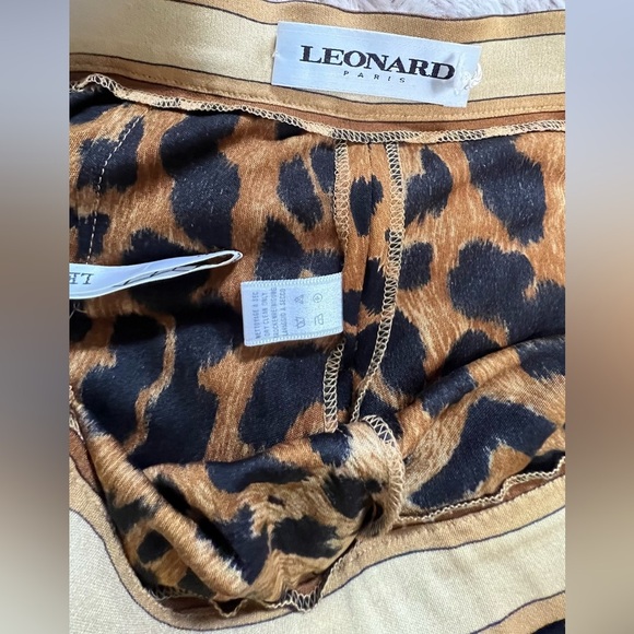 Rare Vintage Leonard Paris Leopard Print Silk wide Leg Pants, 42/6US - Picture 6 of 13